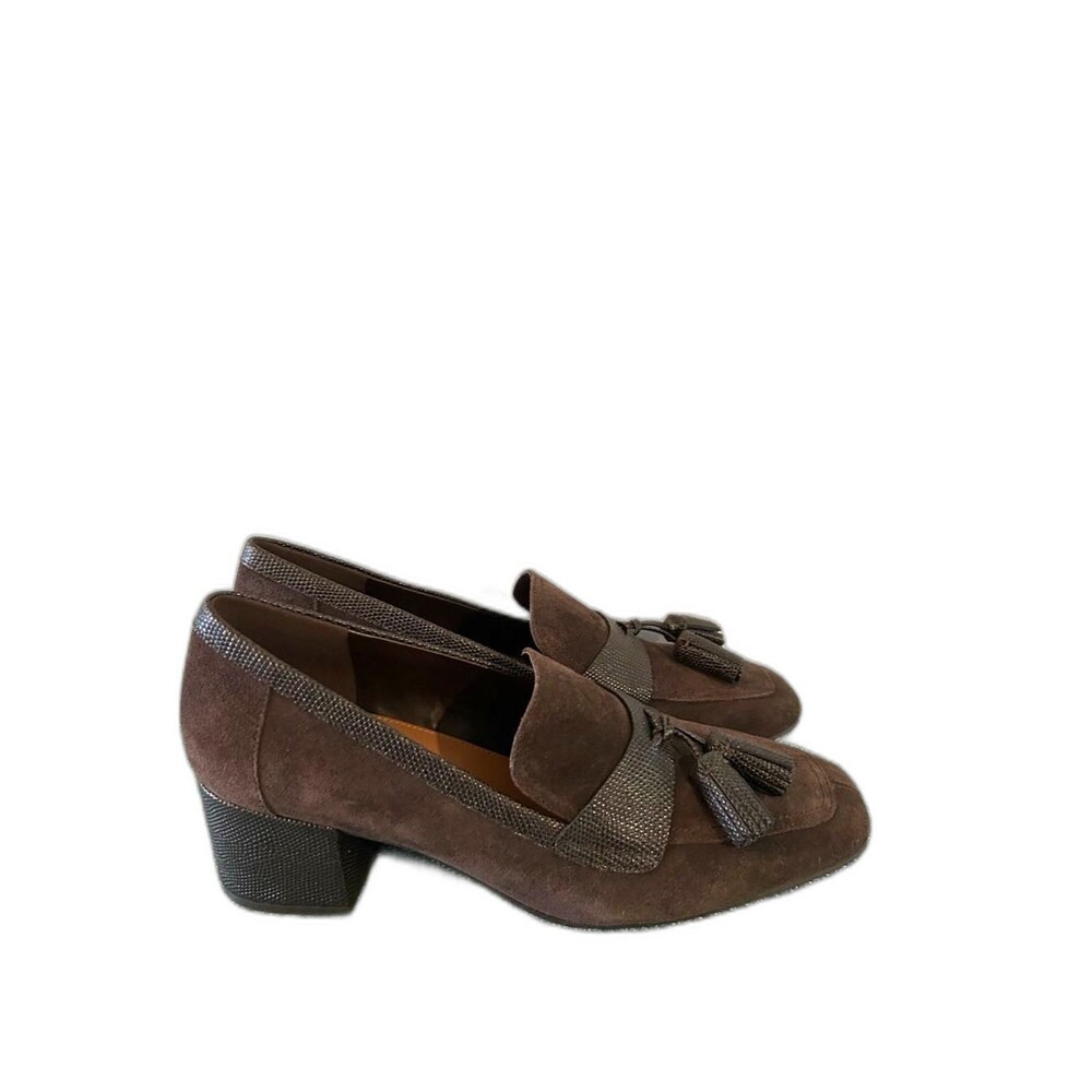 Donald J. Pliner Brown Suede Tassel Loafers